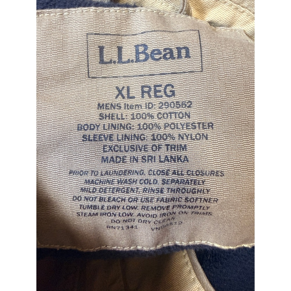 LL BEAN - Men's Jacket - Canvas Fleece Lined Bomber 290562 - X-Large Reg XL - Picture 5 of 5